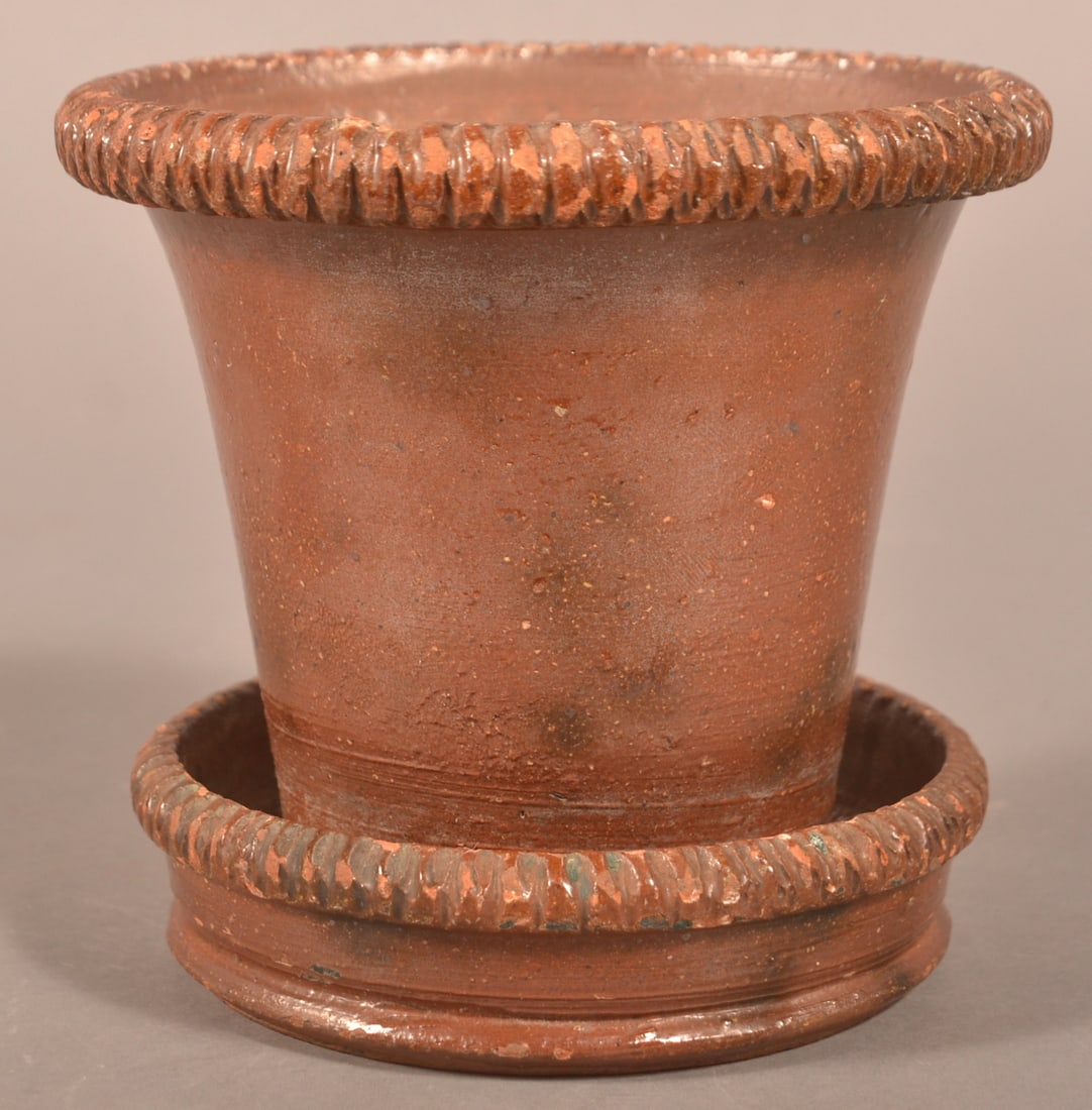 V. Rudolph Glazed Redware Flowerpot. (1 of 5)