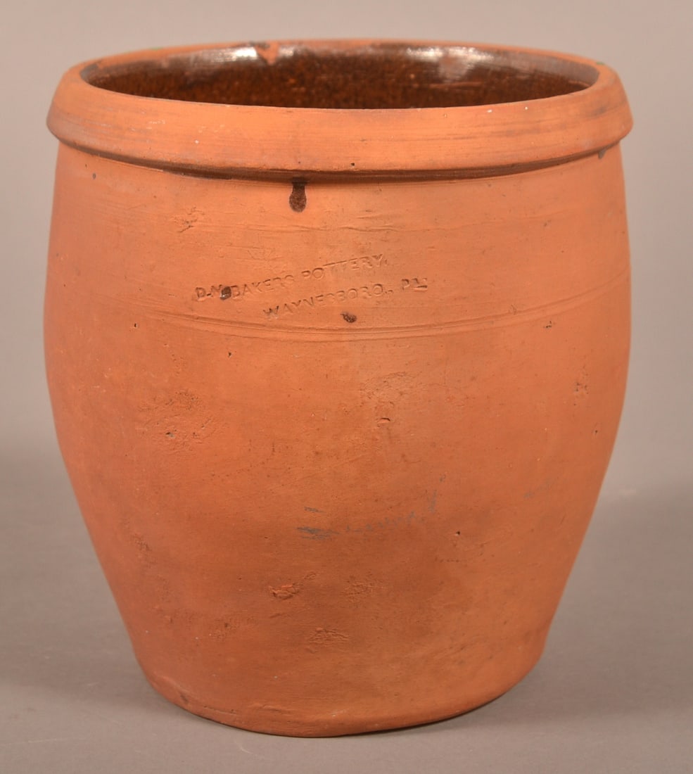 D.M. Bakers Pottery, Waynesboro, PA Redware Jar. (1 of 4)