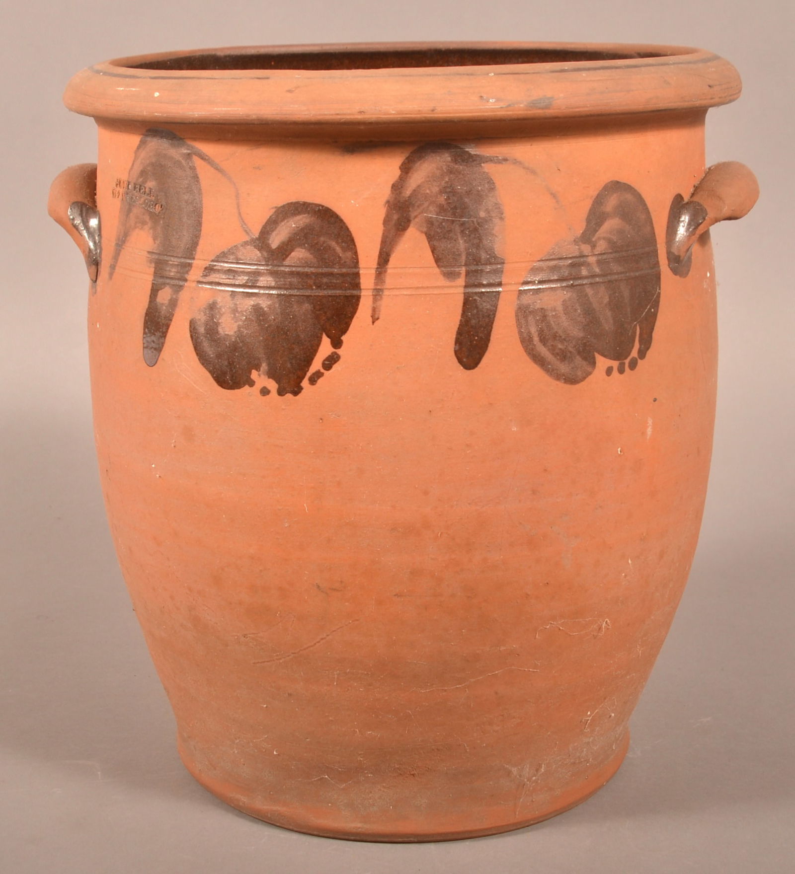 John Bell, Waynesboro, PA 3-Gallon Redware Crock. (1 of 5)