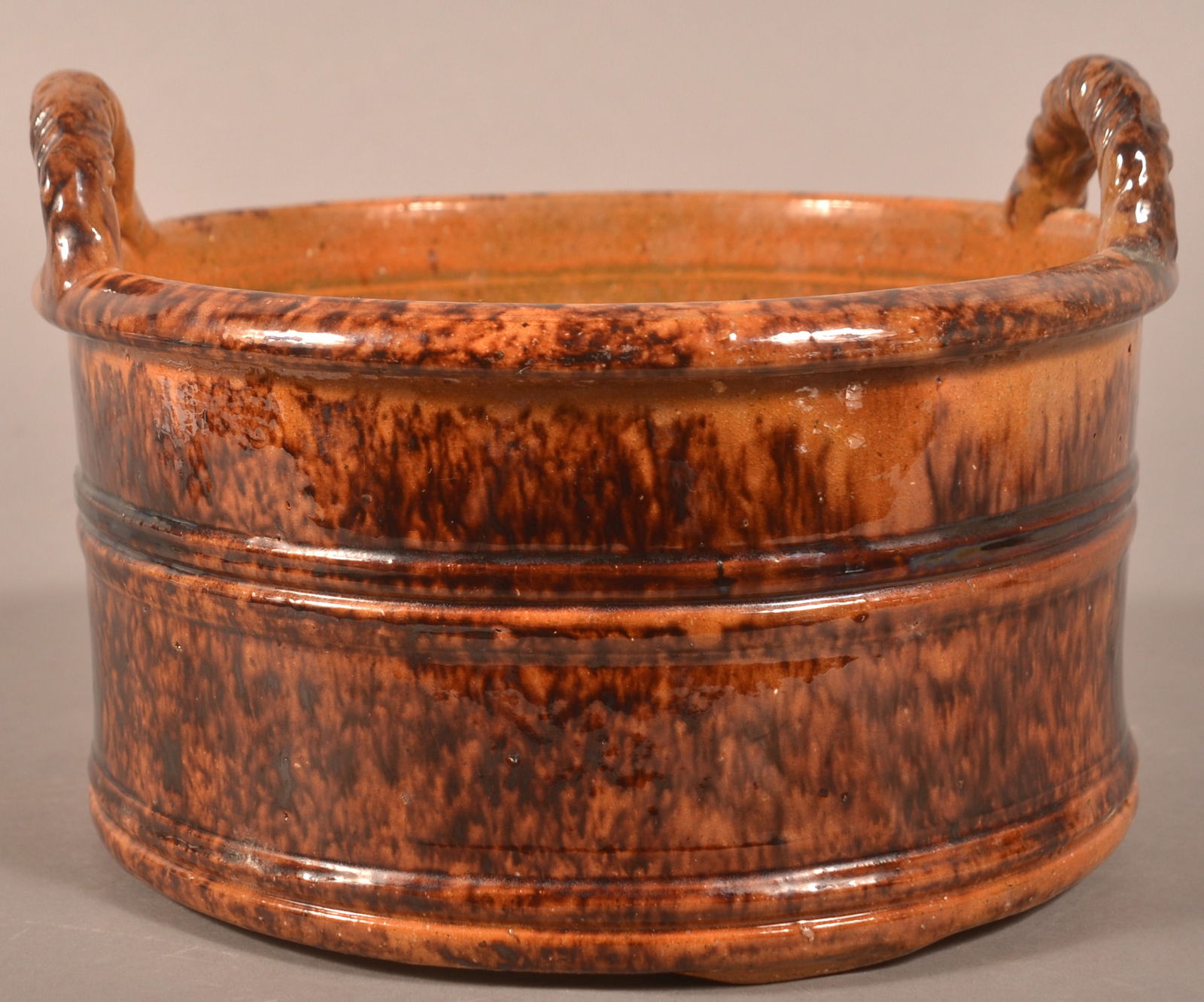 John Bell, Waynesboro, PA Redware Butter Tub. (1 of 7)
