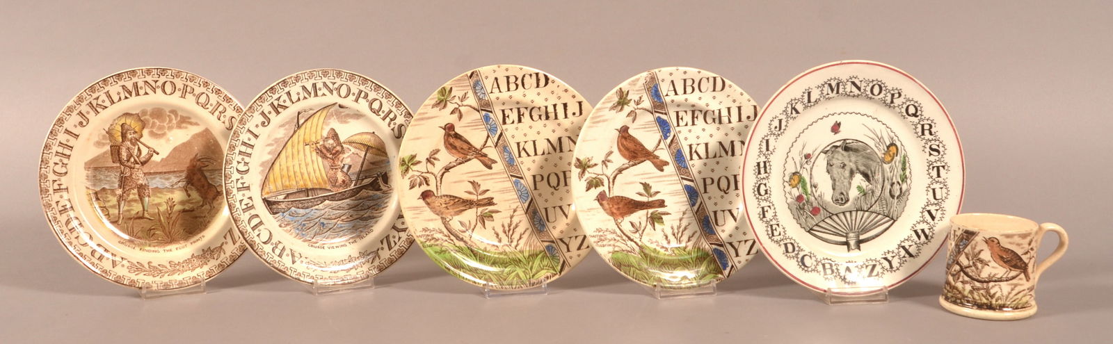 Six Pcs. English Ironstone Alphabet China Plates. (1 of 3)