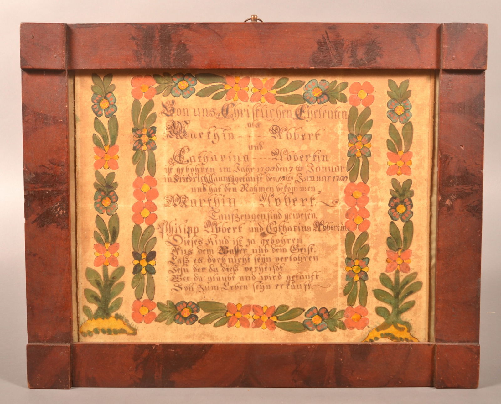 Abert Family Register Fraktur Dated 1790. (1 of 6)