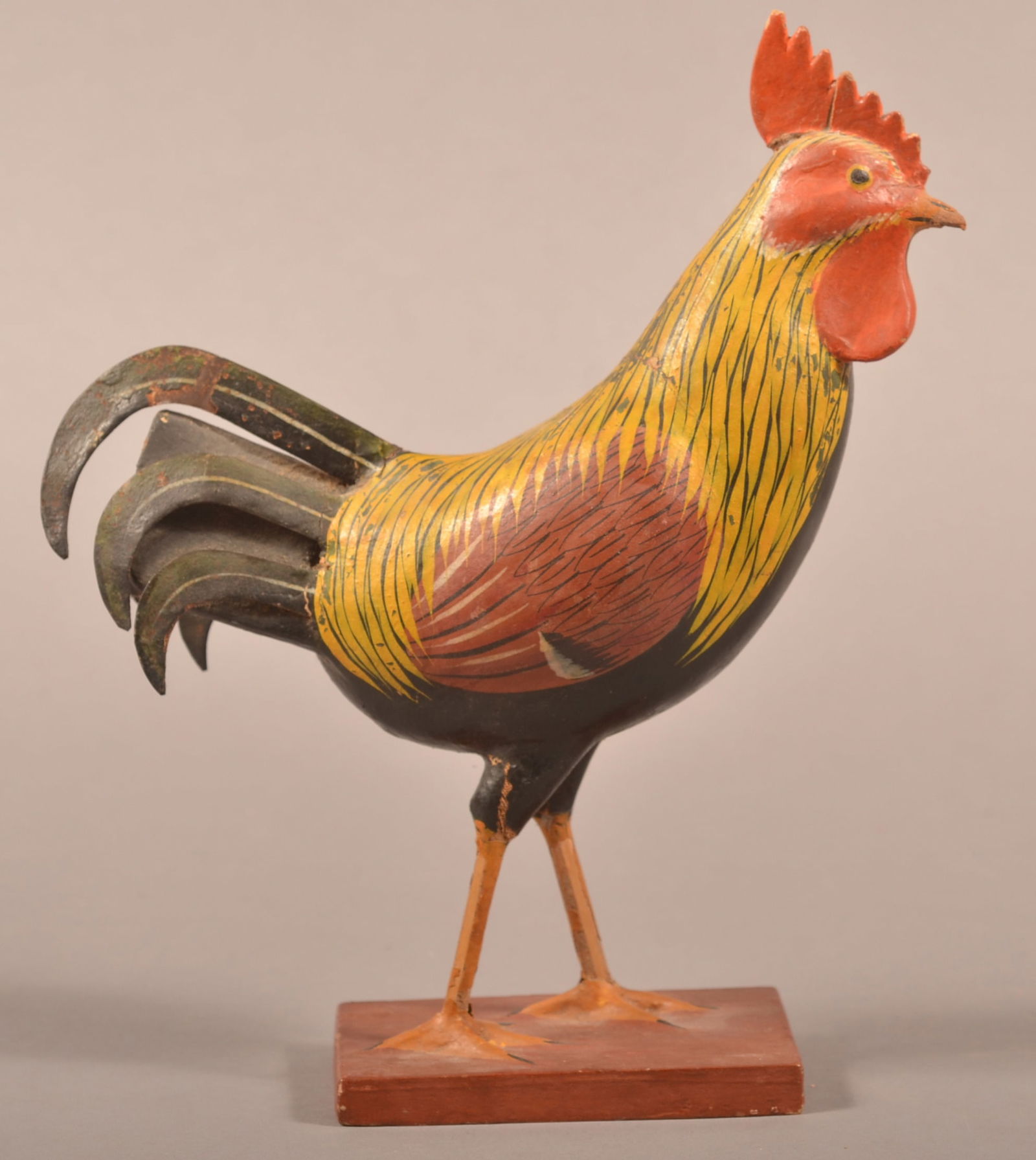 Antique Folk Art Painted Composition Rooster. (1 of 7)