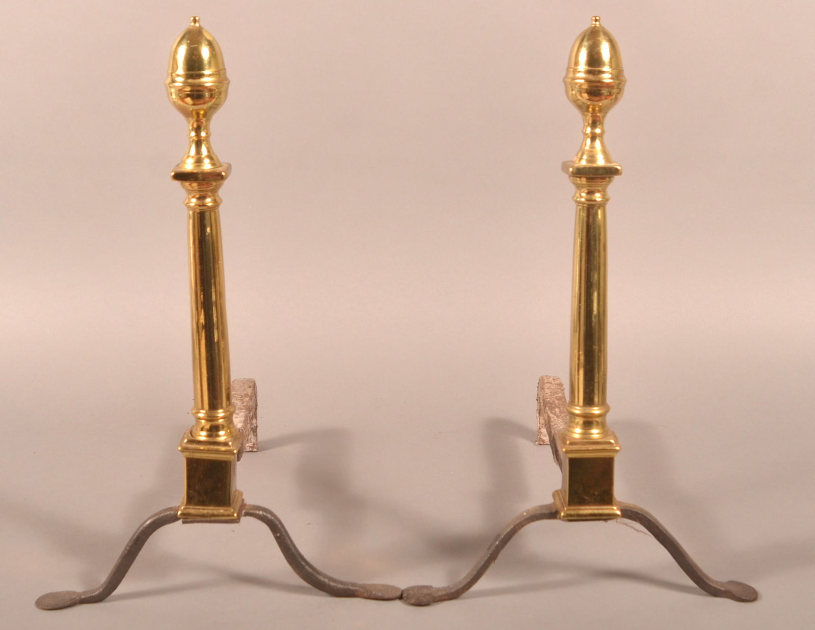 Pair of American Federal Brass Andirons. (1 of 2)