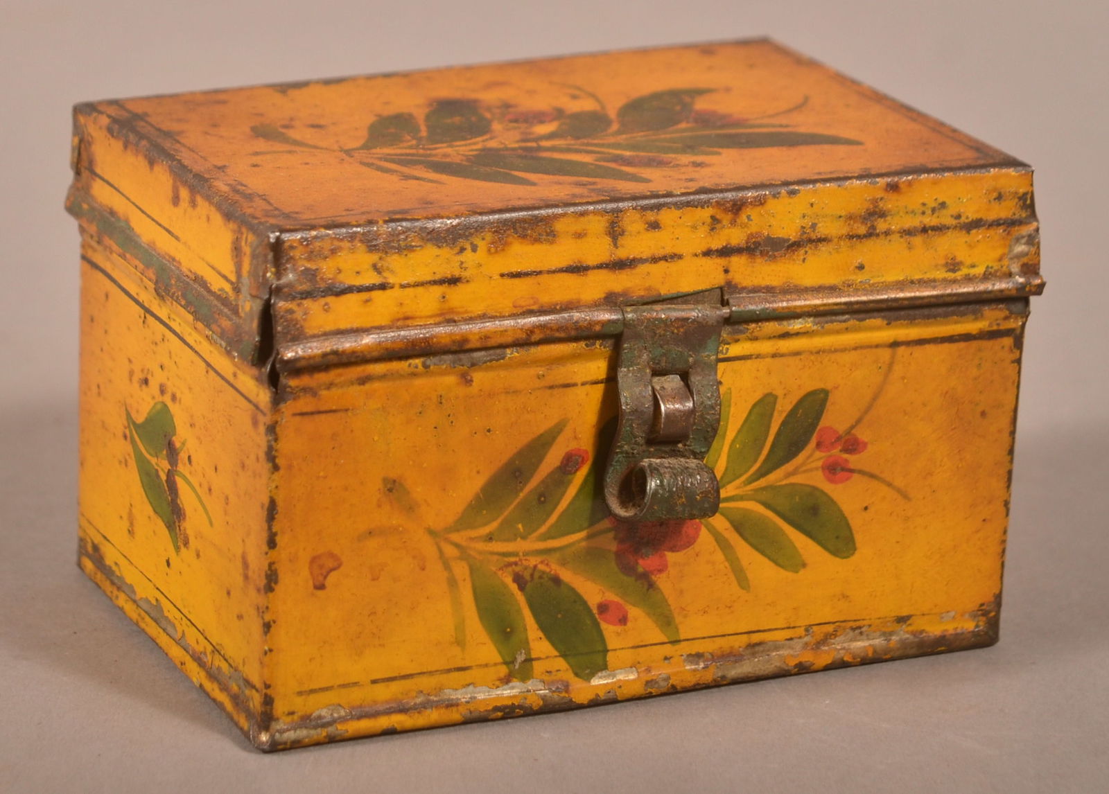 19th C. Toleware Hinged-Lid Rectangular Spice Box. (1 of 5)