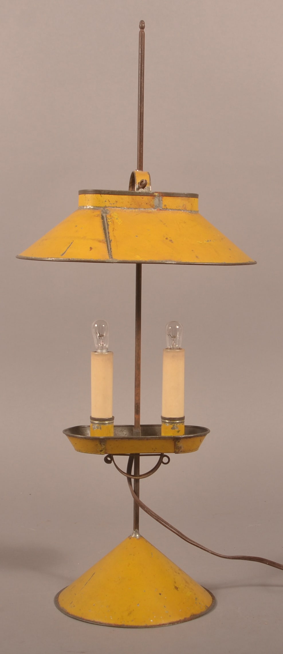 Jerry Martin Yellow Painted Tin Student Lamp. (1 of 4)