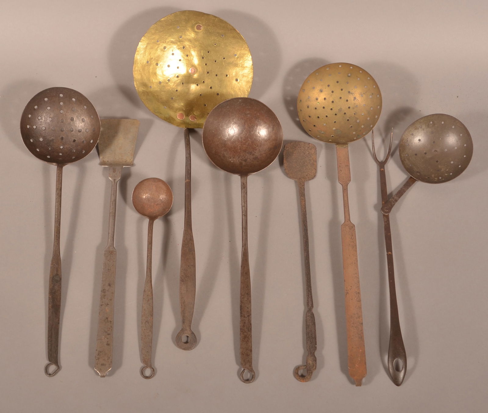 Lot of Various 19th C. Wrought Iron Utensils. (1 of 3)