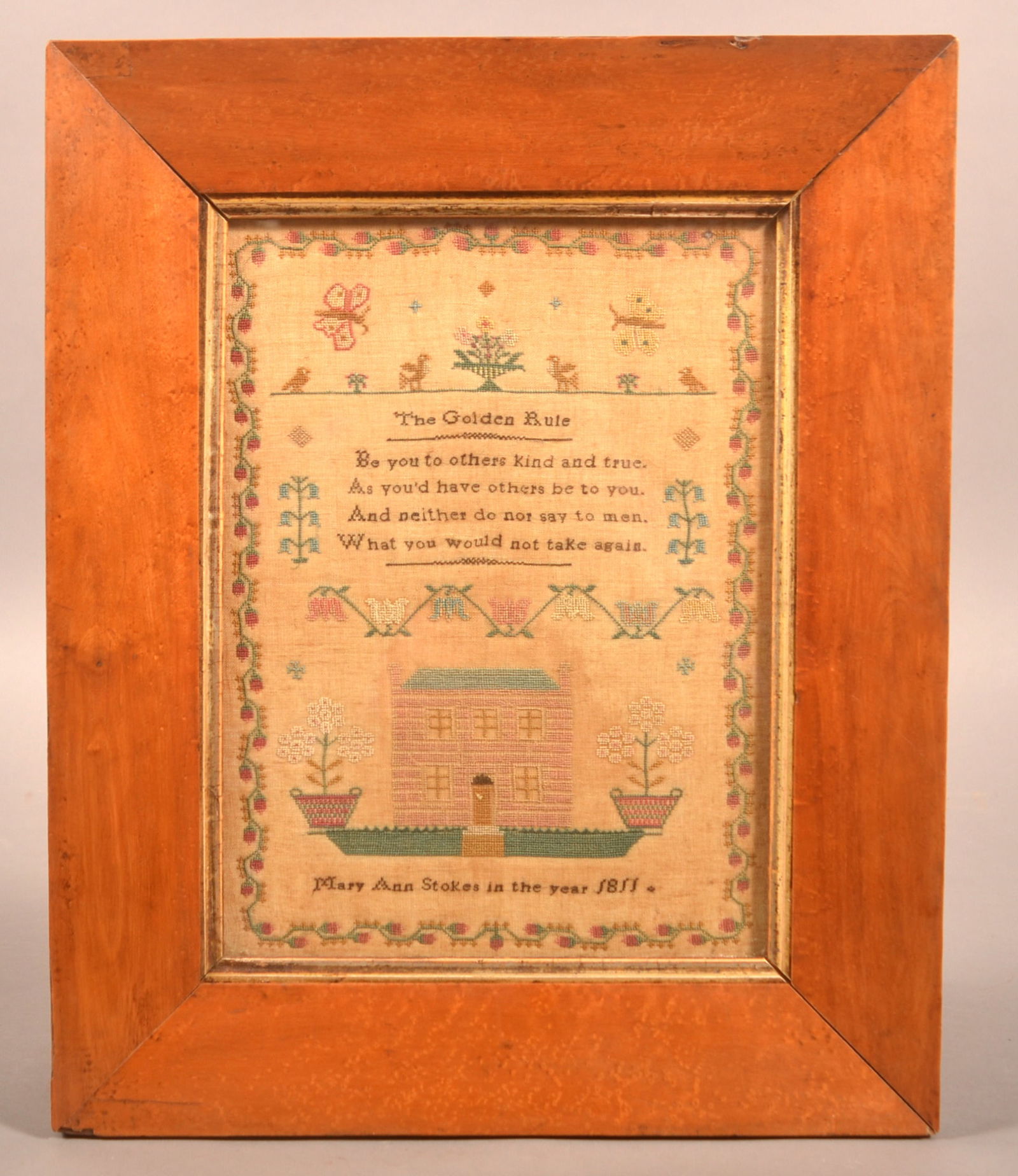 Lancaster Co., PA 19th C. Needlework Sampler. (1 of 4)
