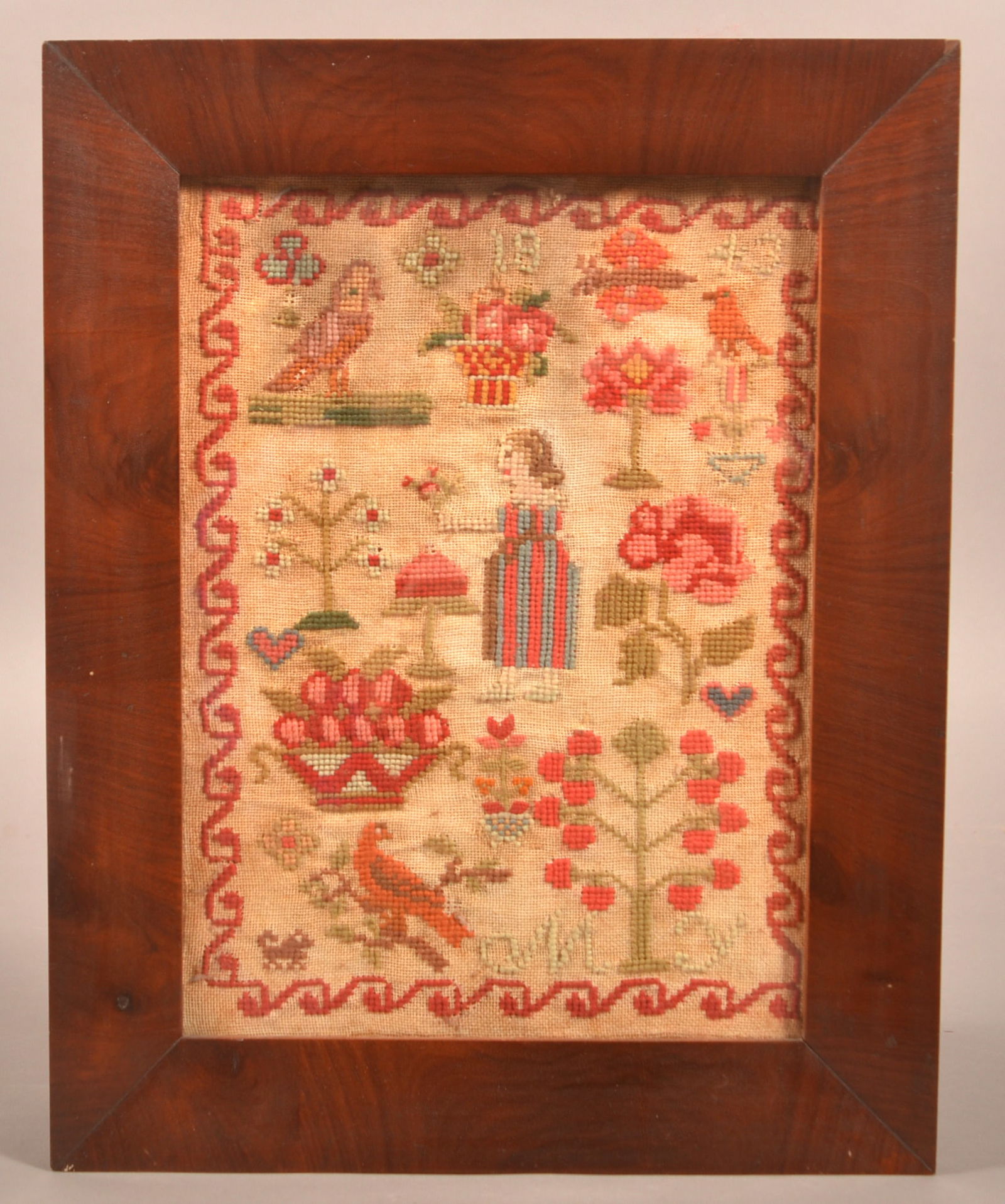 19th Century Needlework Sampler Initialed M.Y. (1 of 4)