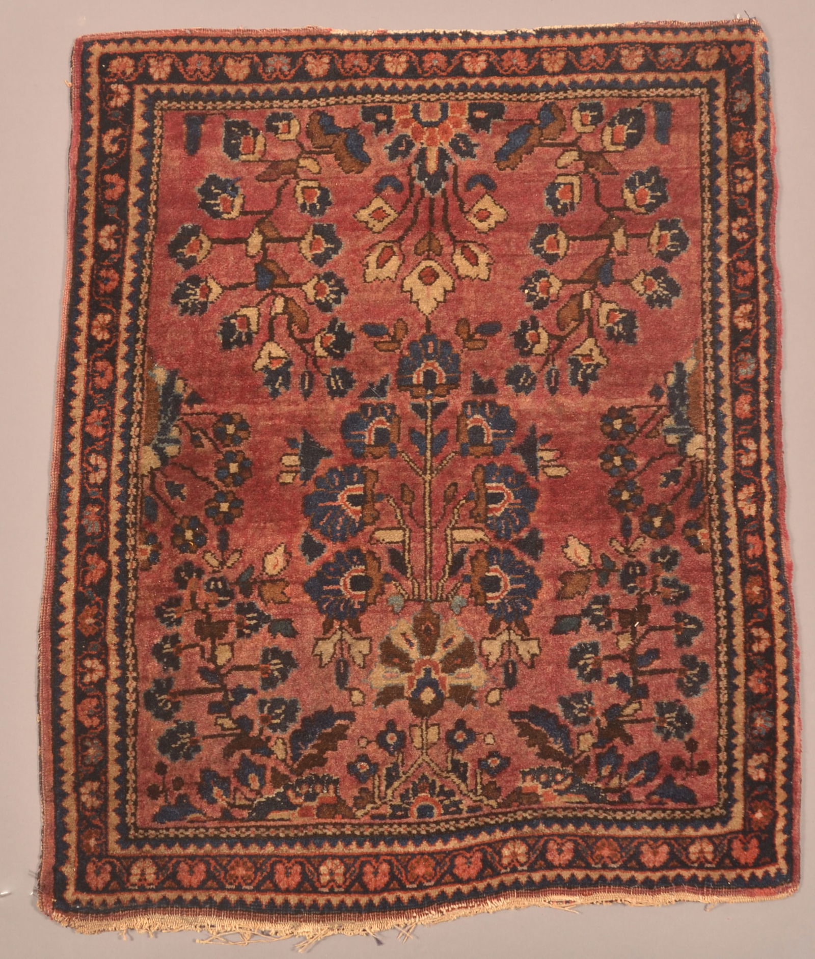 Small Antique Floral Pattern Oriental Area Rug. (1 of 4)