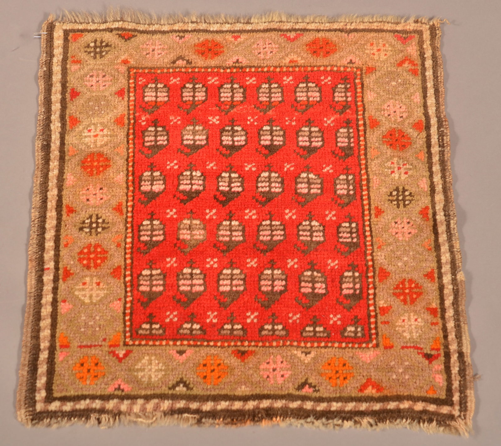 Antique Floral Pattern Oriental Area Rug.: Antique Floral Pattern Oriental Area Rug. 1'6" square.