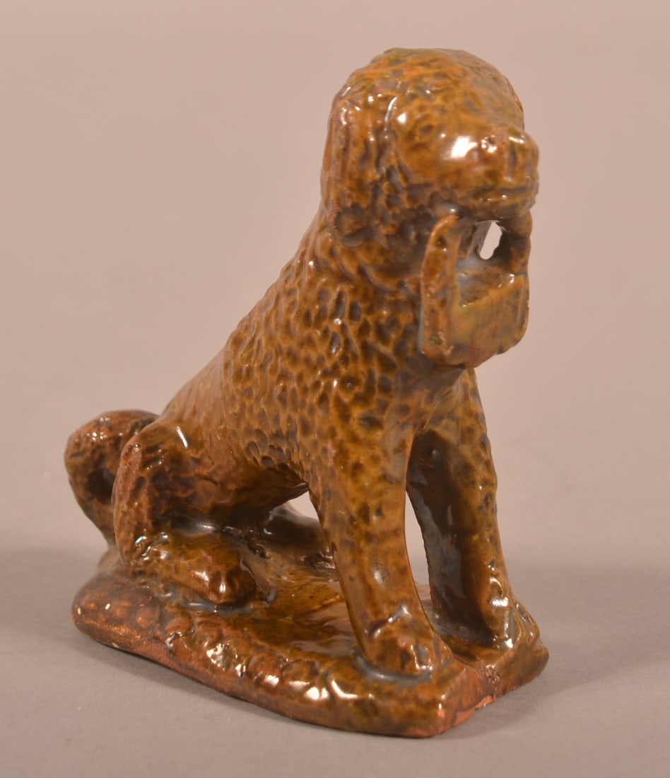 Pennsylvania 19th C. Redware Seated Spaniel. (1 of 5)