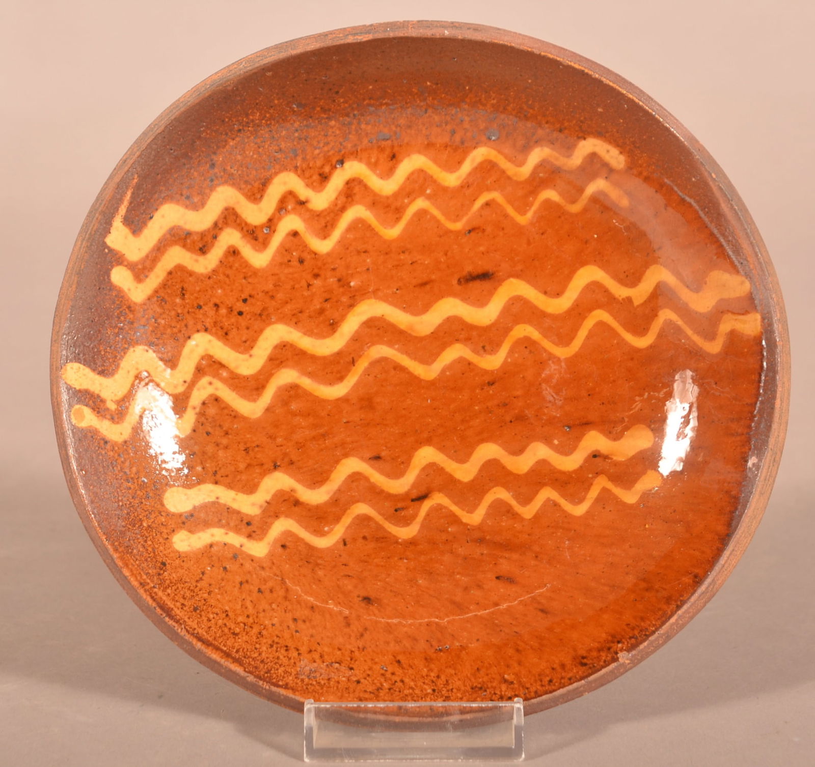 Redware Plate Attributed to Willoughby Smith. (1 of 3)