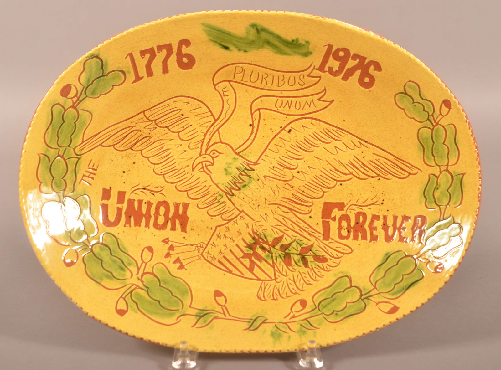 Breininger Redware Sgraffito-Decorated Platter. (1 of 3)