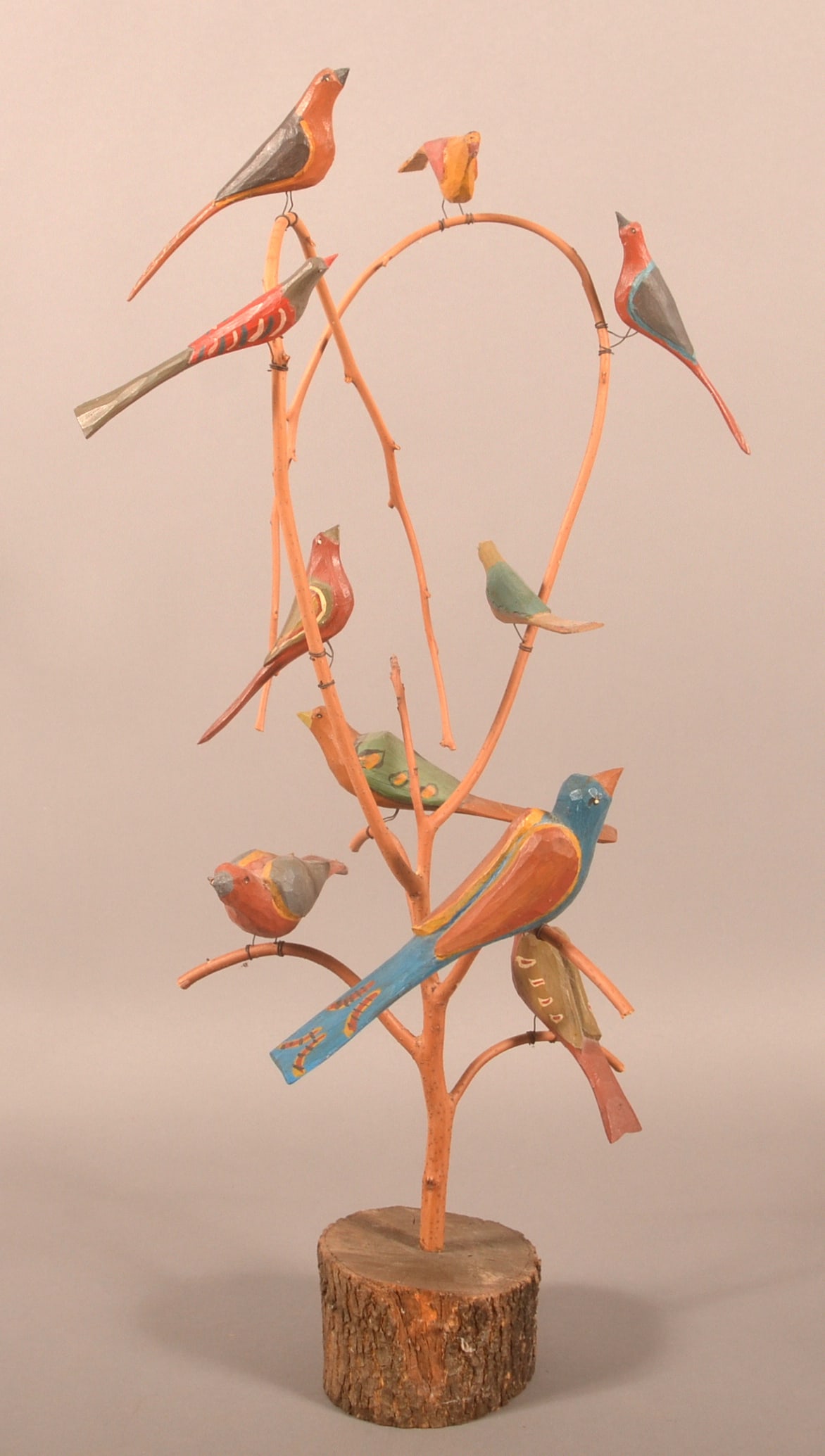D. Strawser 1982 Folk Art Bird Tree. (1 of 5)