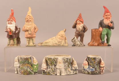 Antique Molded Porcelain & Bisque Gnome Figures. (1 of 5)