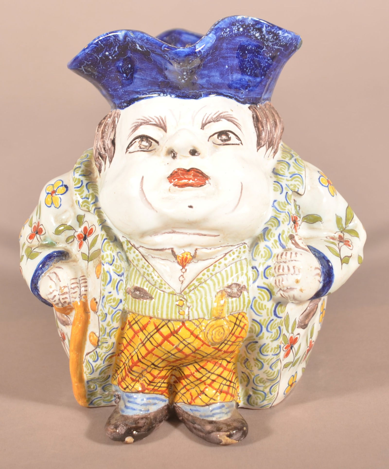 Dutch Faience Polychrome Tin Glazed Toby Jug. (1 of 5)