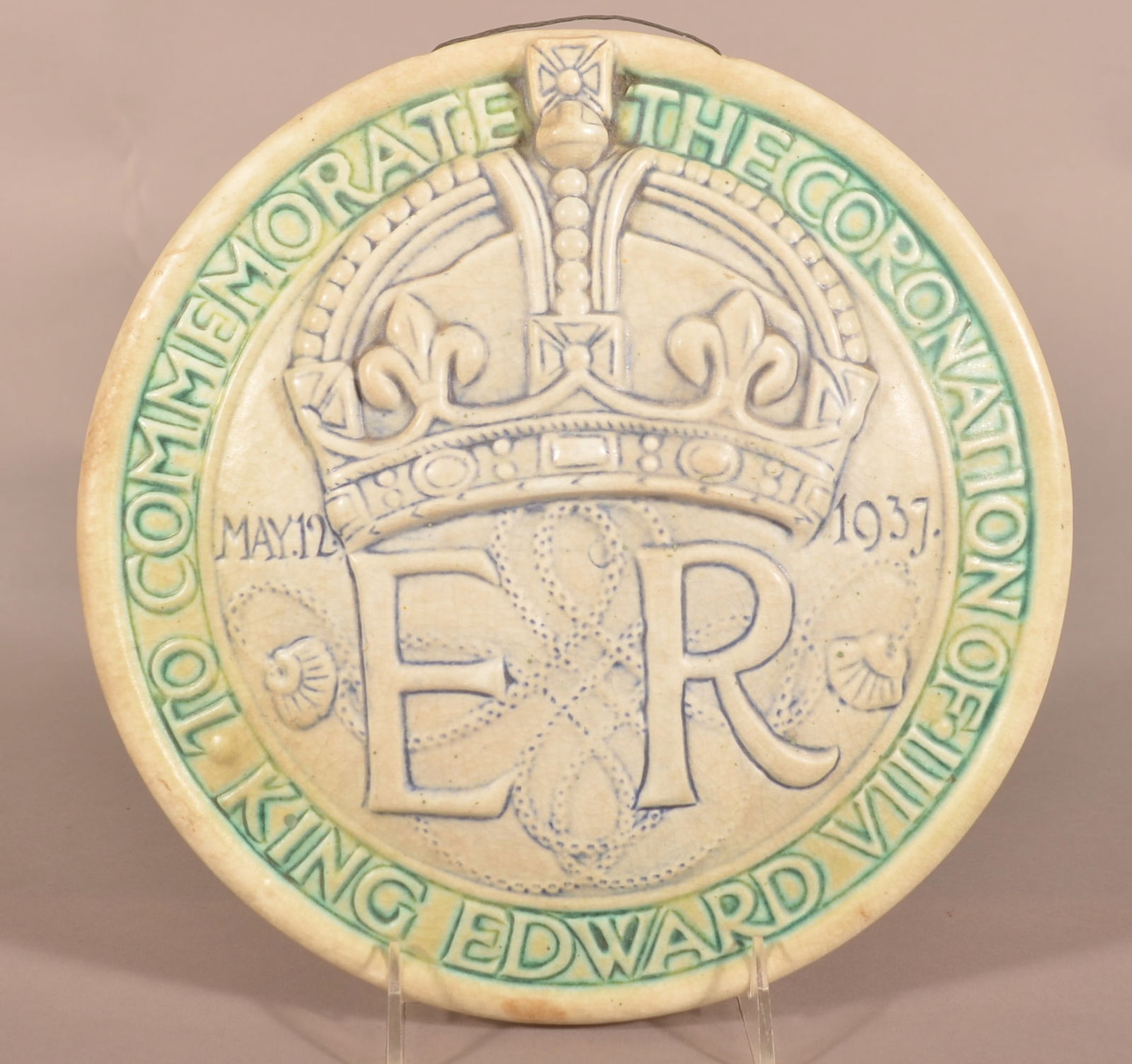 King Edward VIII Coronation Pottery Plaque. (1 of 2)