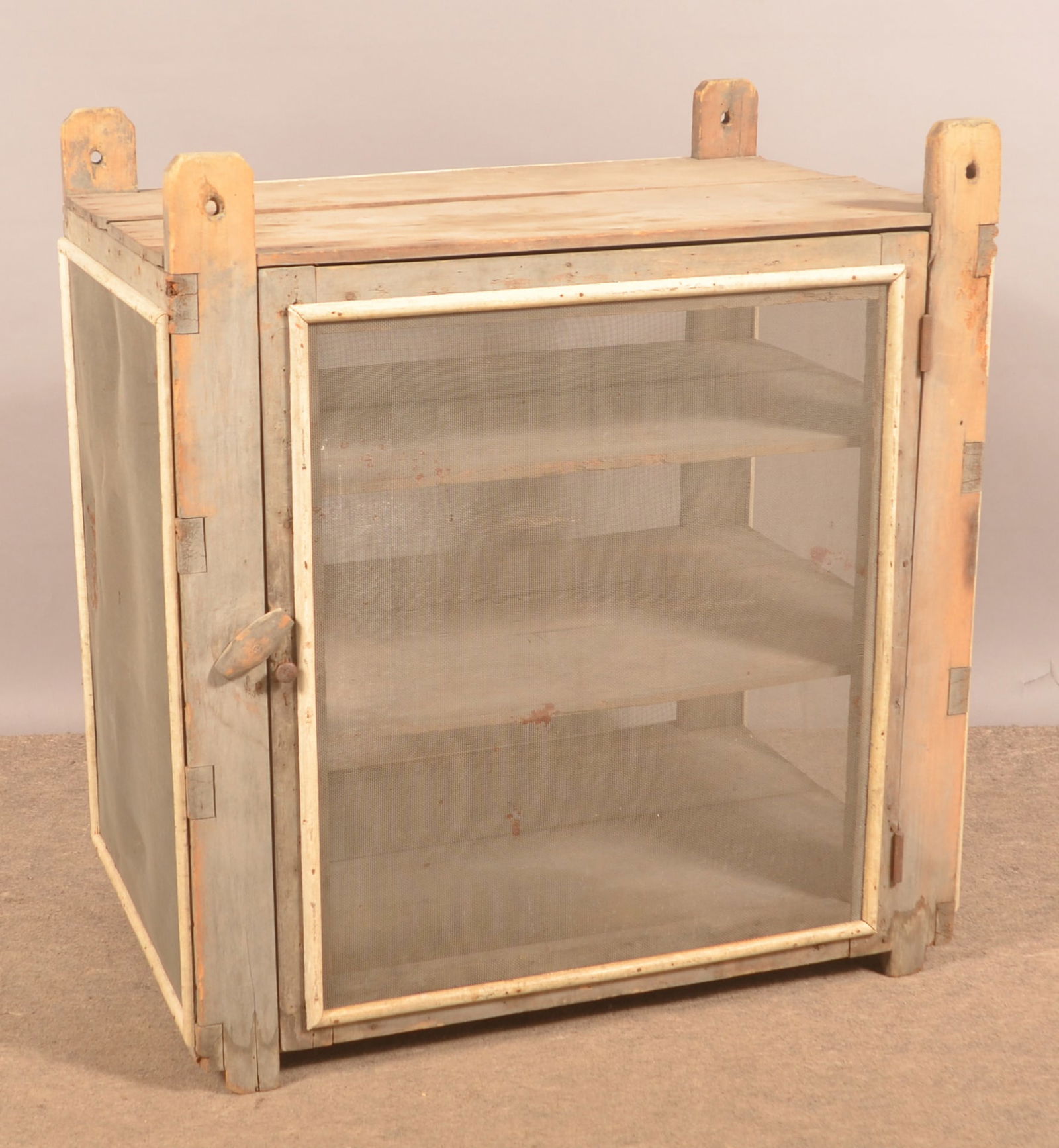 Hanging Screened Pie Safe in Pale Blue. (1 of 5)