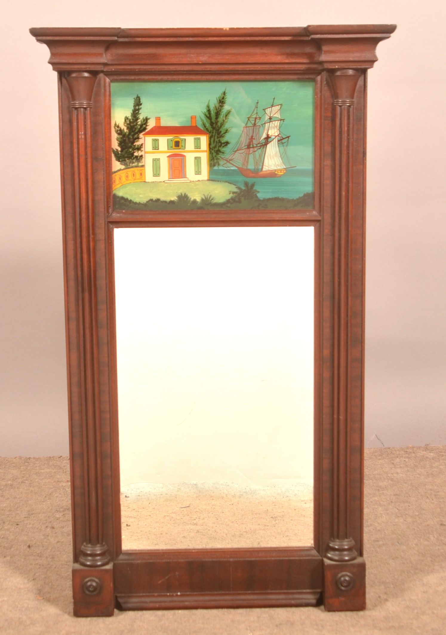 American Federal Mahogany Architectural Mirror. (1 of 3)
