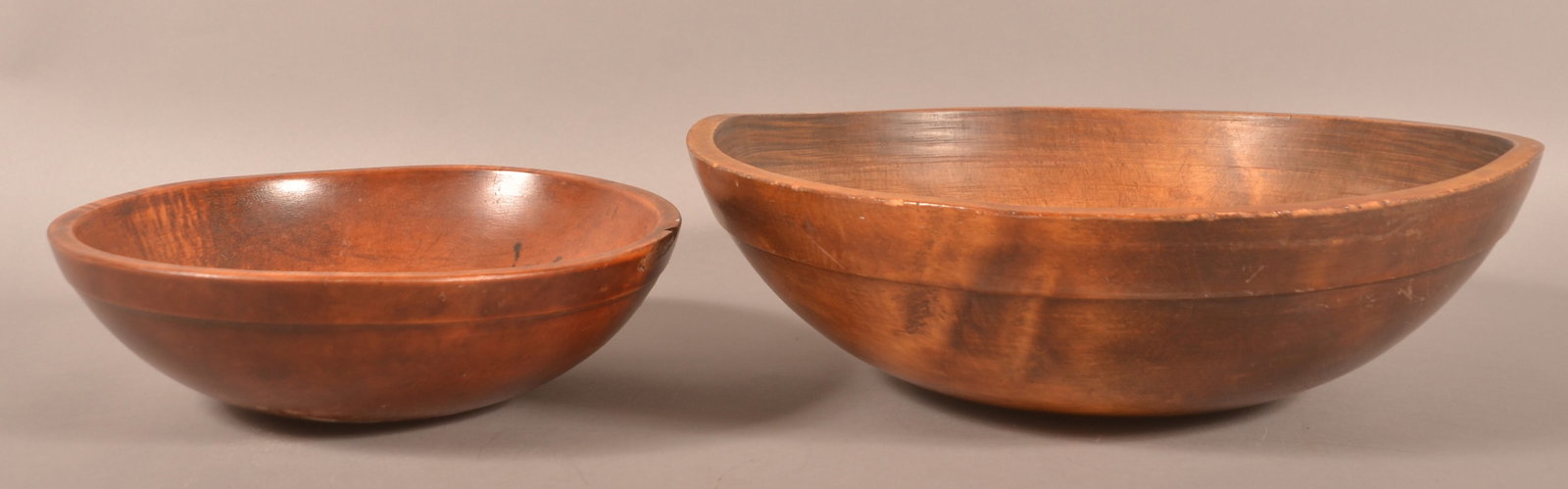 Two Wood Turned Antique Bowls. (1 of 4)