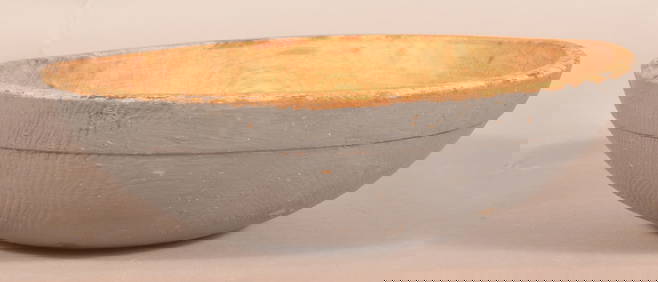 19th Century Slate Blue Painted Wood Butter Bowl. (1 of 4)
