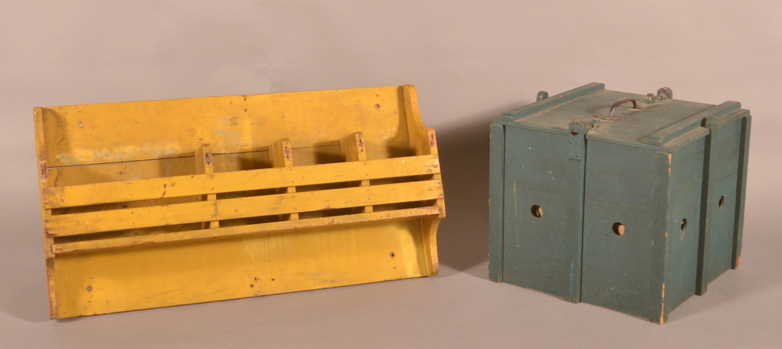 Mustard Painted Shelf & Blue Painted Egg Carrier. (1 of 6)