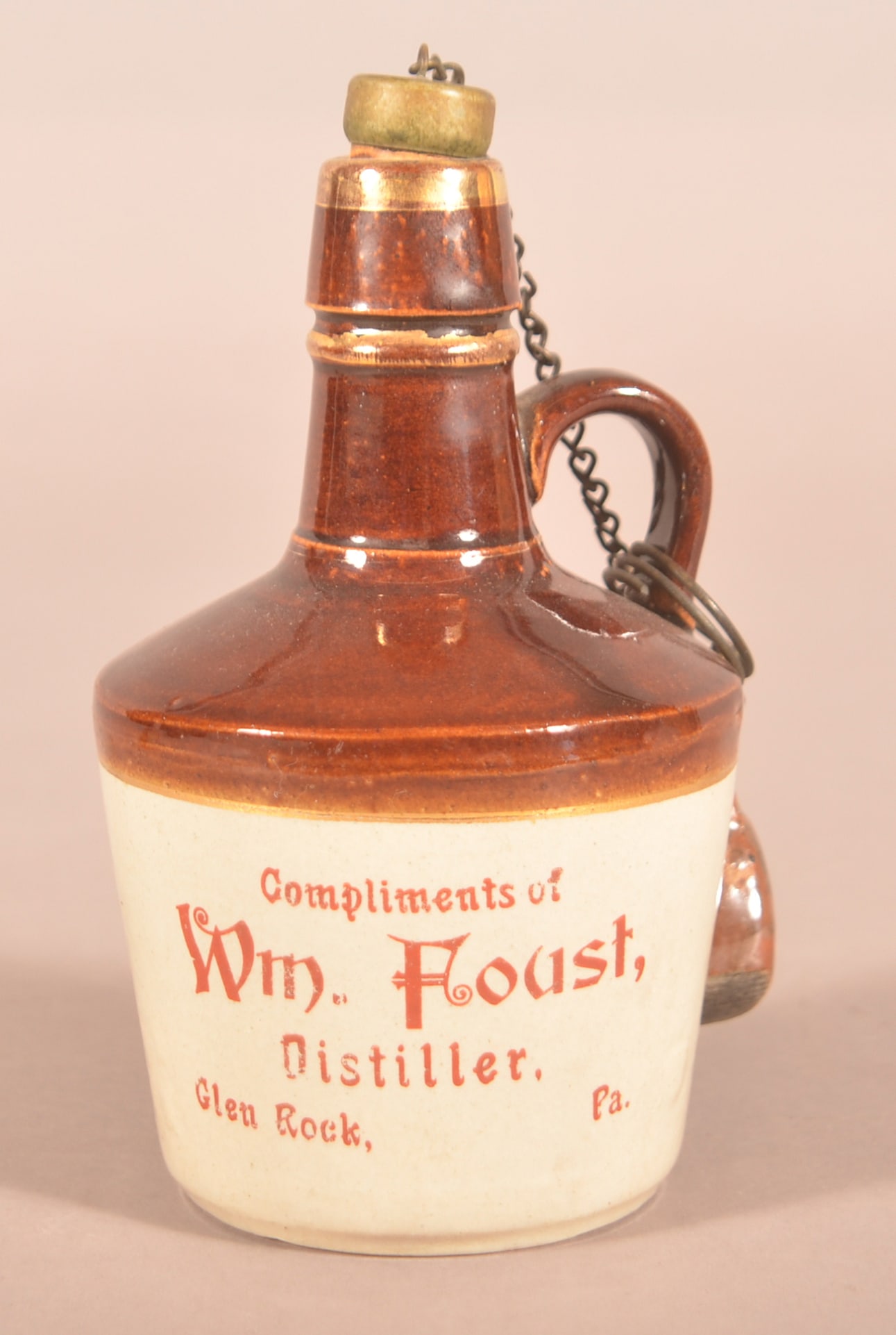Wm. Foust 2-Tone Stoneware Miniature Jug. (1 of 3)