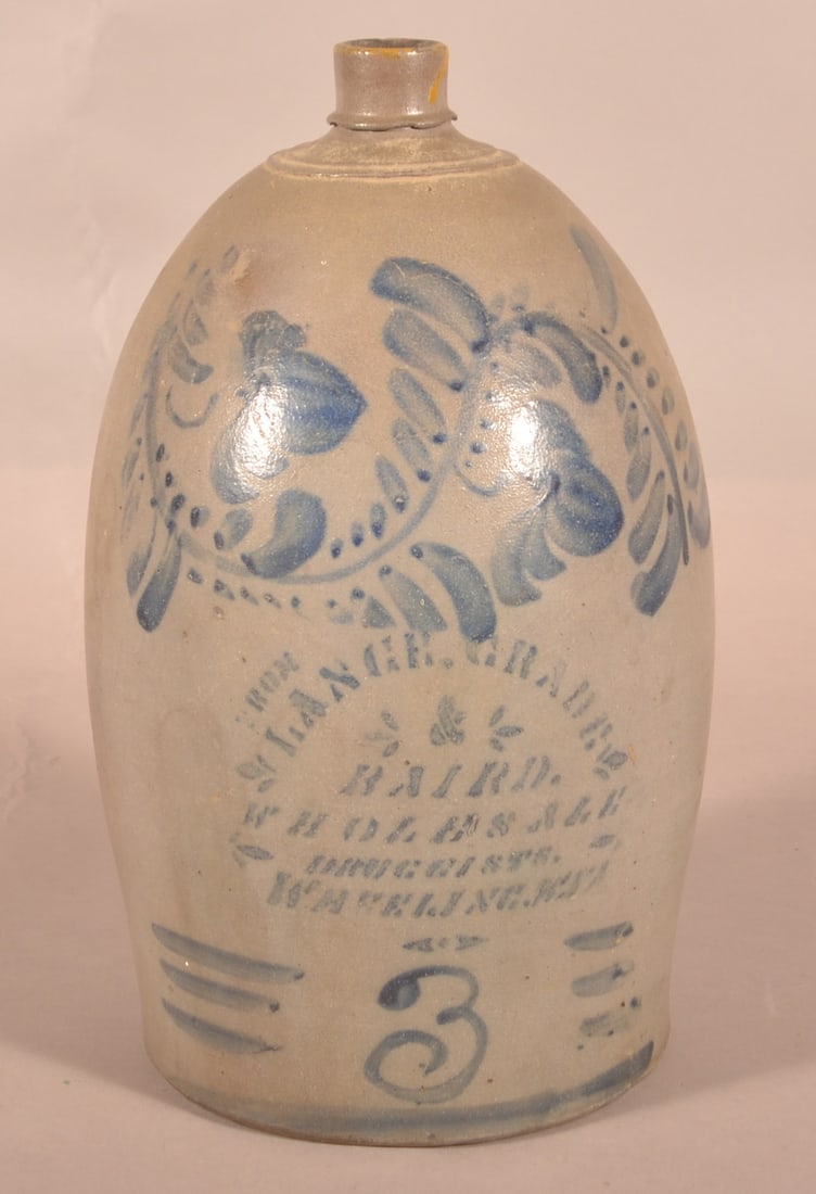 3-Gallon Stoneware Cobalt Blue-Decorated Jug. (1 of 3)