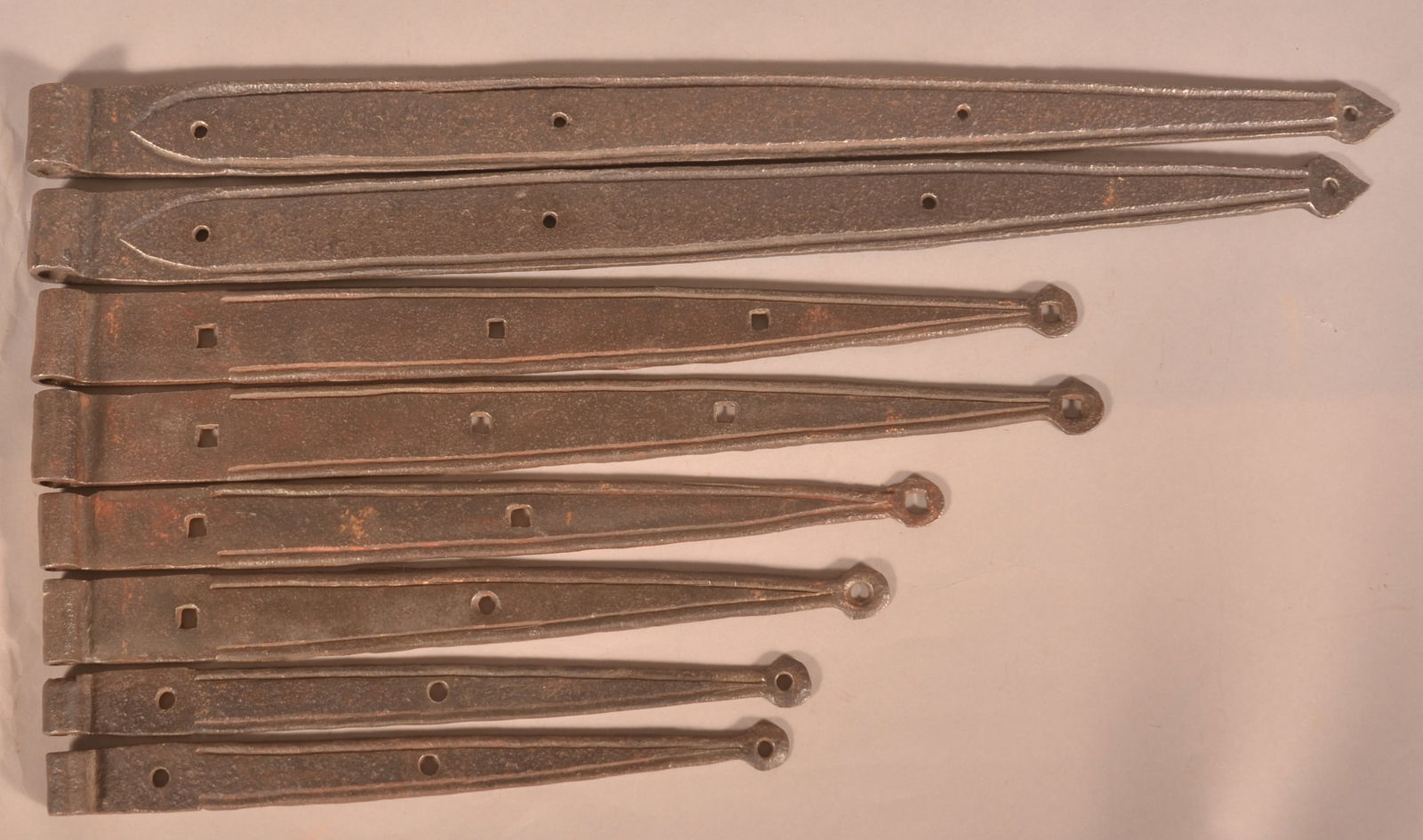 Four Pairs of 19th C. Wrought Iron Strap Hinges. (1 of 2)