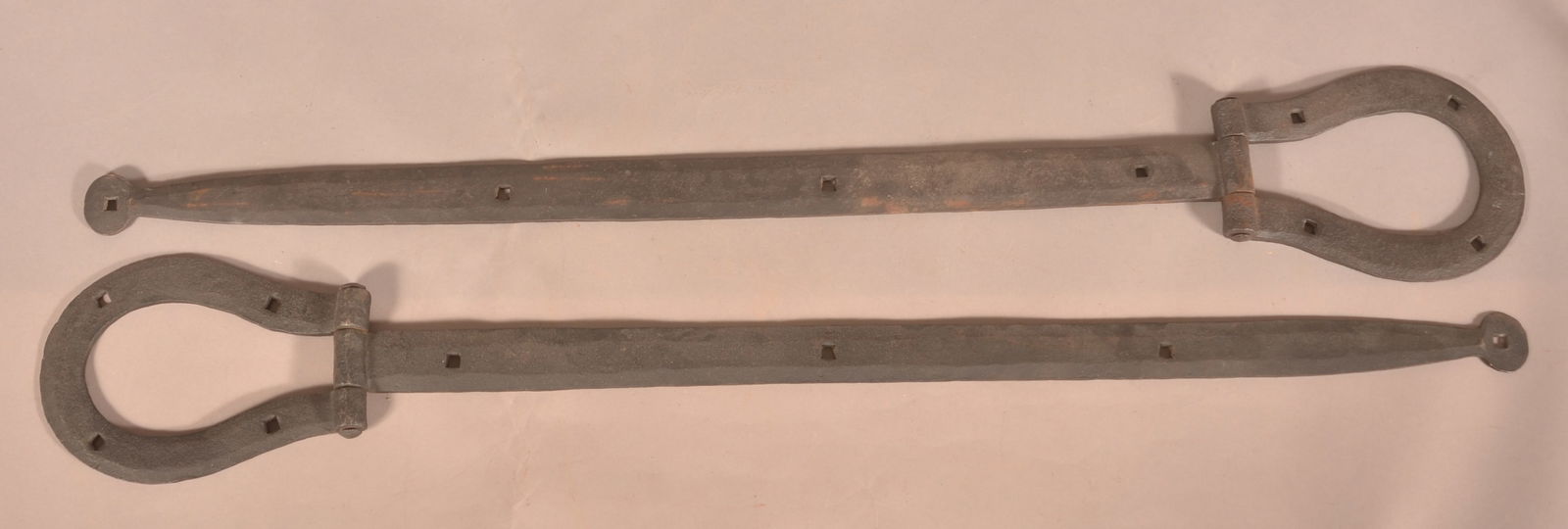 Pair of Wrought Iron Horseshoe Barn Hinges. (1 of 3)