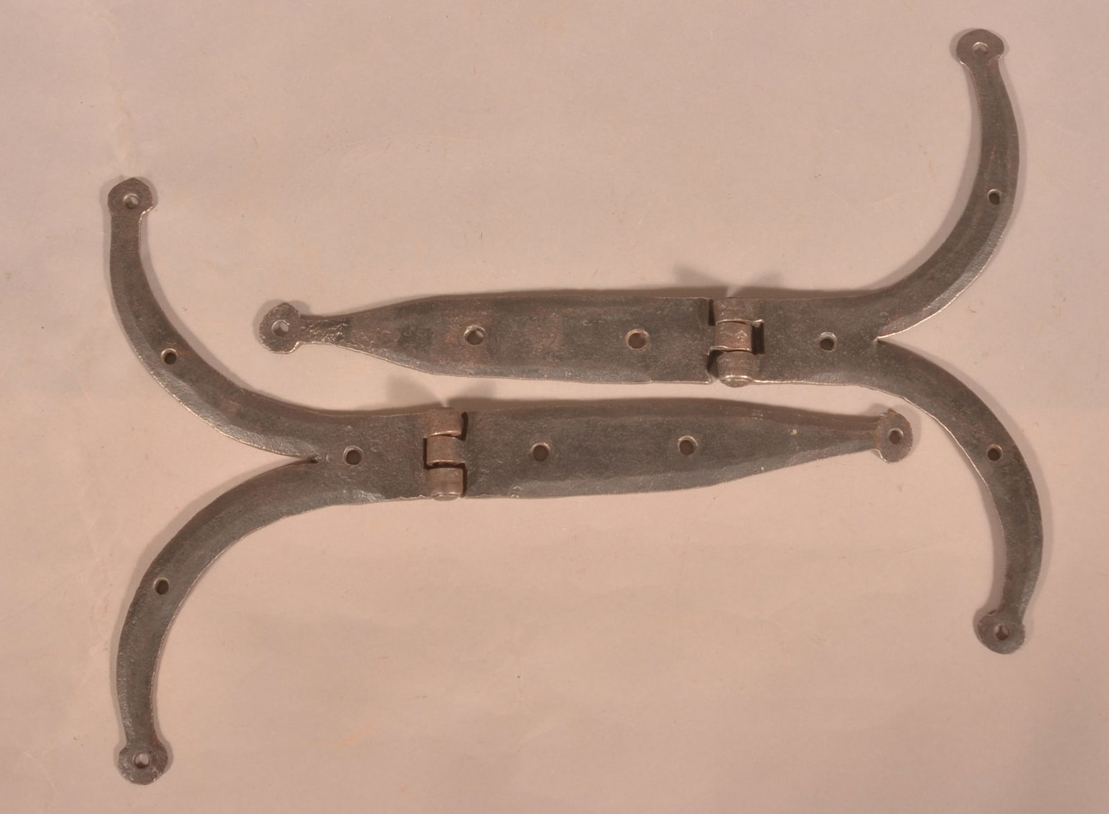 Set of 19th C. Wrought Iron Ram's Horn Hinges. (1 of 2)