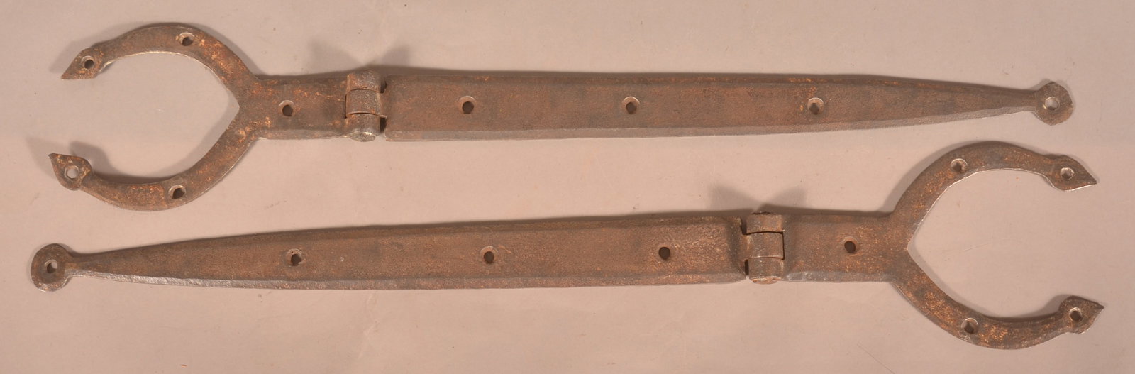 19th C. Wrought Iron Ram's Horn Barn Hinges. (1 of 3)