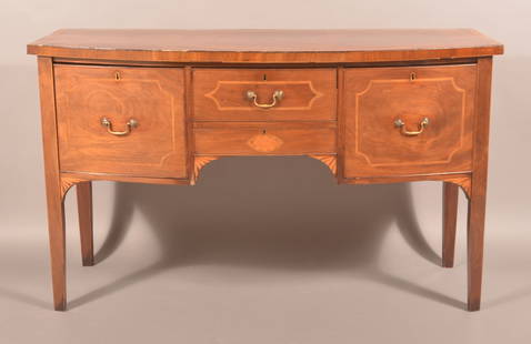 Hepplewhite Inlaid Mahogany Bowfront Sideboard.: American Hepplewhite Inlaid Mahogany Bowfront Sideboard. 35-1/2"h. x 58-1/2"w. x 22-1/2"d.