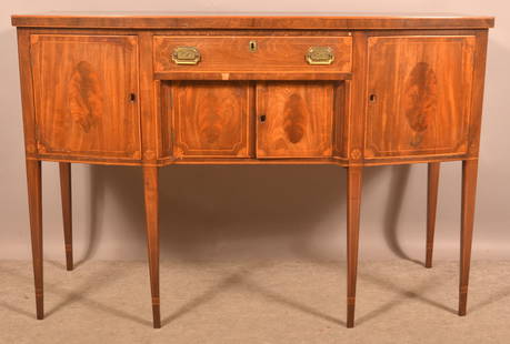 Hepplewhite Inlaid Mahogany Bowfront Sideboard.: American Hepplewhite Inlaid Mahogany Bowfront Sideboard. 41"h. x 60"w. x 23-1/2"d.