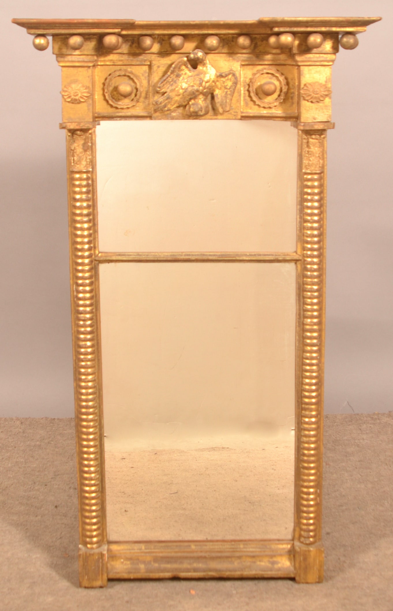 American Federal Architectural Gilt Frame Mirror. (1 of 3)