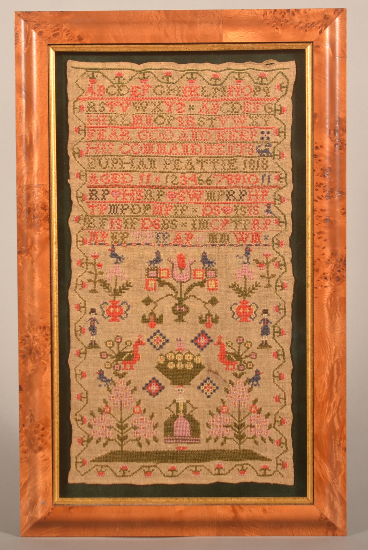 Euphati Peattie 1818 Needlework Sampler. (1 of 4)
