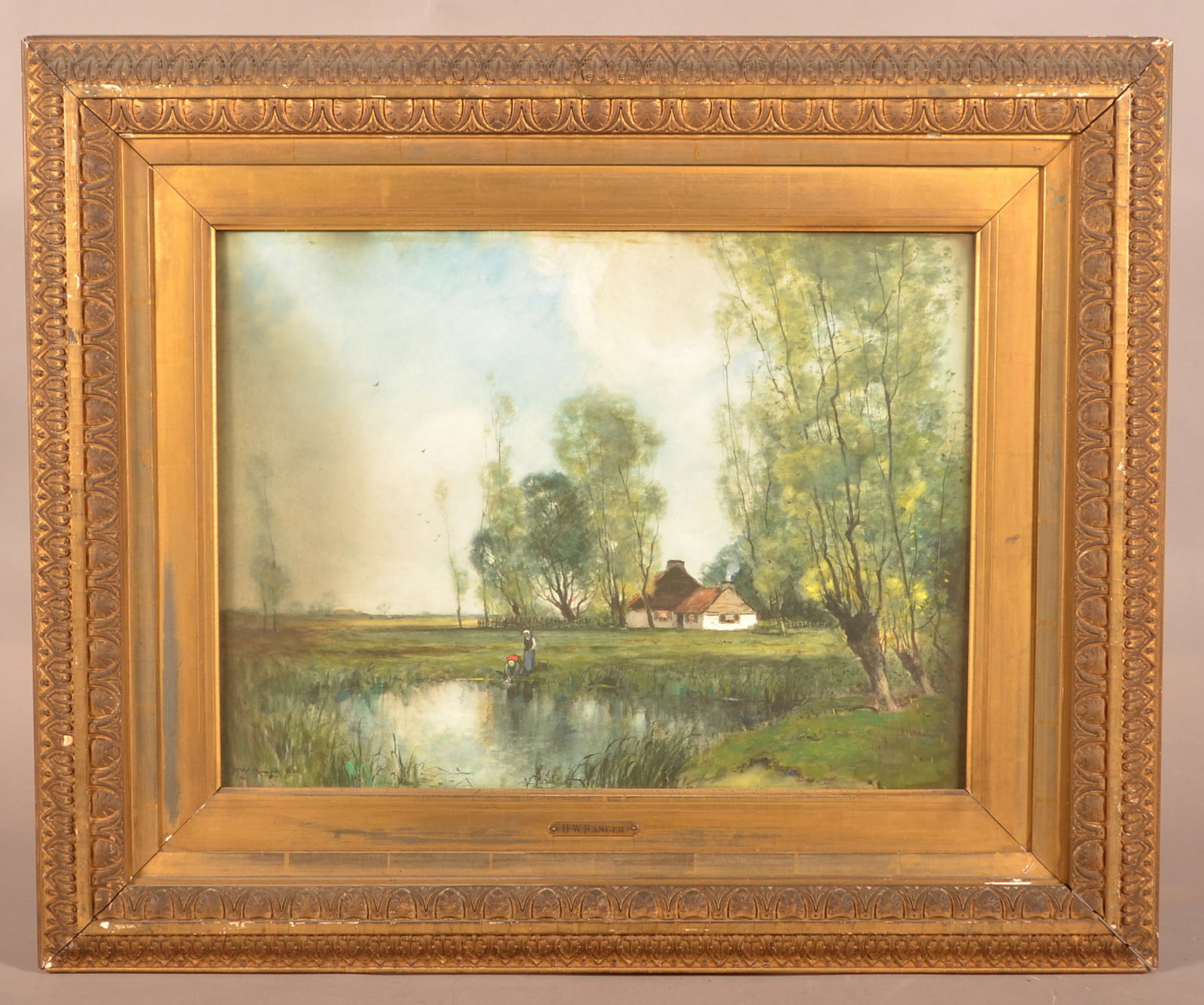 Signed Oil Painting Old Sailor W/ Pipe On Dock Signed Oil Painting Old Sailor W/ Pipe On Dock