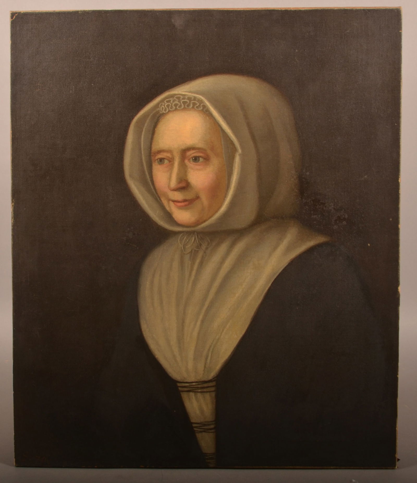 Antique Signed Portrait Oil on Canvas Painting. (1 of 3)