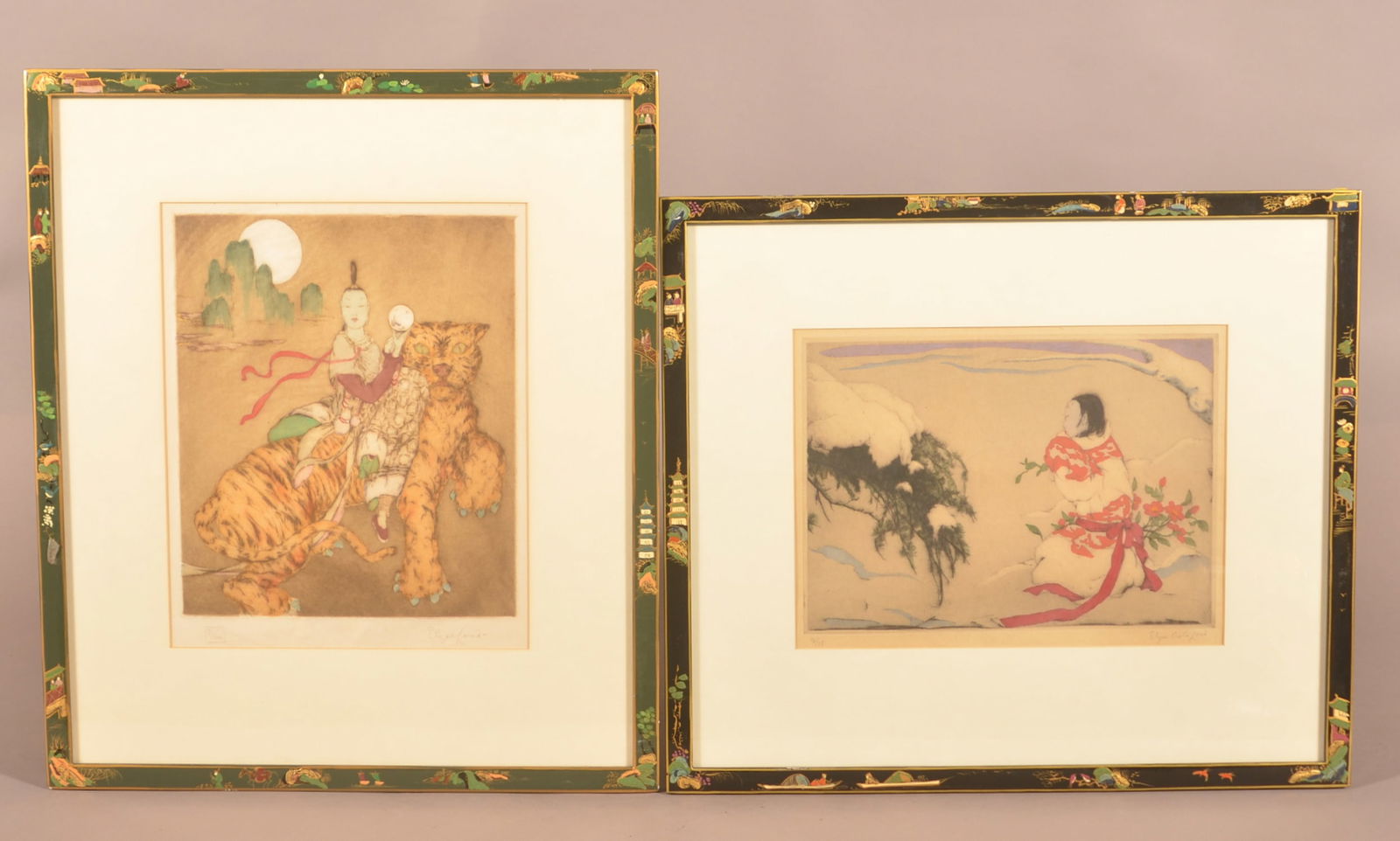 Two Signed Elyse Lord Colored Etchings. (1 of 9)