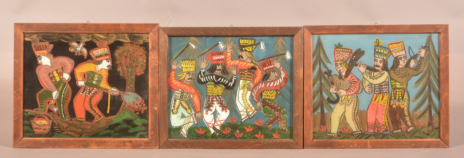 Three Reverse Paintings on Glass. (1 of 5)