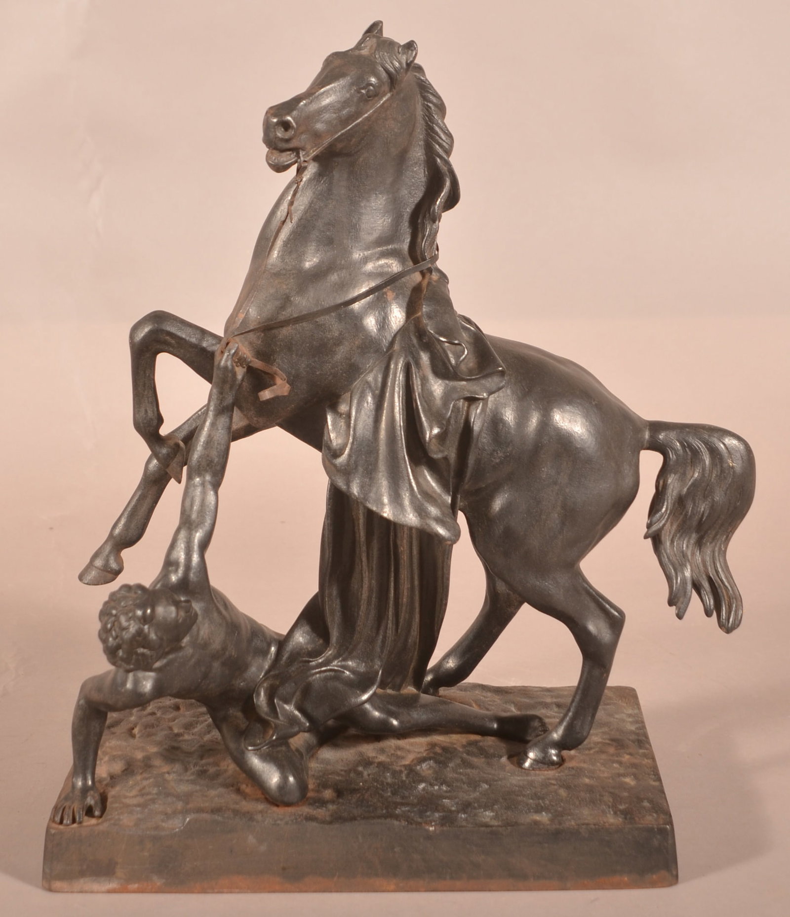 Cast Iron Signed European Sculpture.: Cast Iron Signed European Sculpture. Illegible signature on corner of base with foundry marks and the date 1970 on underside. 12-1/4" x 7-5/8" x 16".