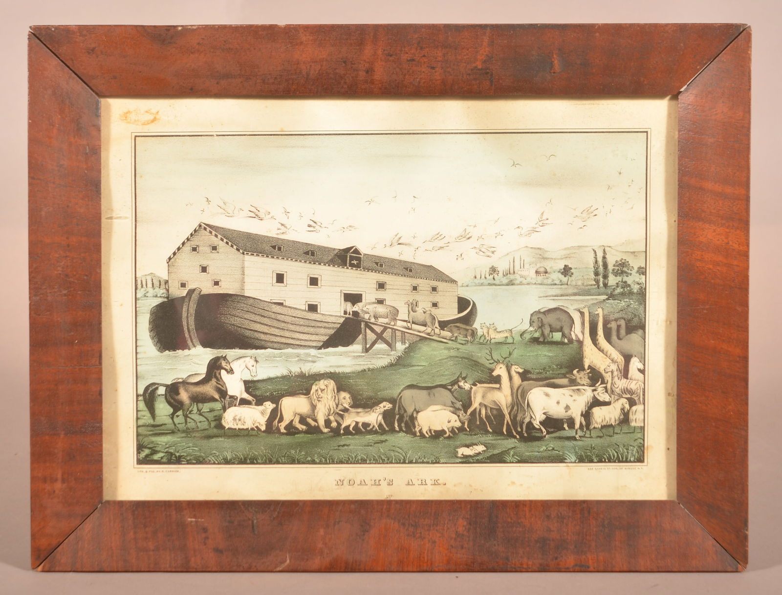 N. Currier "Noah's Ark" Color Lithograph. (1 of 2)