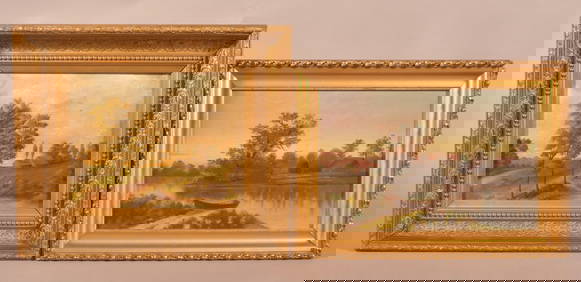 Two 19th C. Oil on Board Landscape Paintings. (1 of 4)
