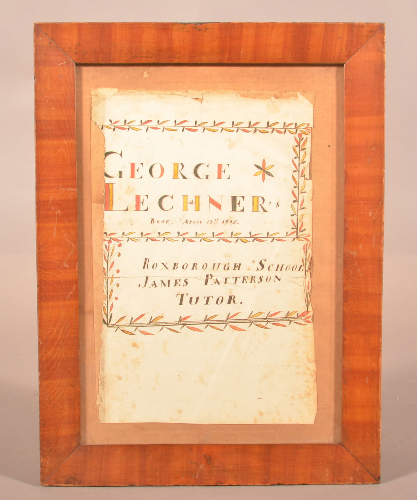 19th C. Watercolor and Ink Fraktur Bookplate. (1 of 3)