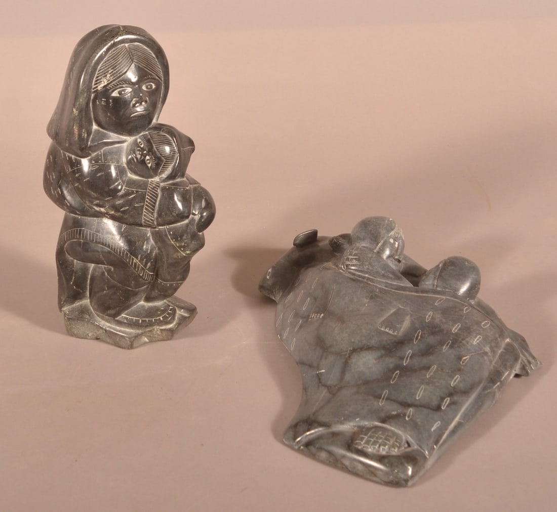Two Canadian Inuit Carved Soap Stone Sculptures. (1 of 3)