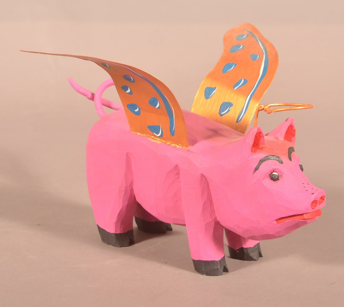 Jonathan Bastian 1995 Folk Art Flying Pig. (1 of 3)