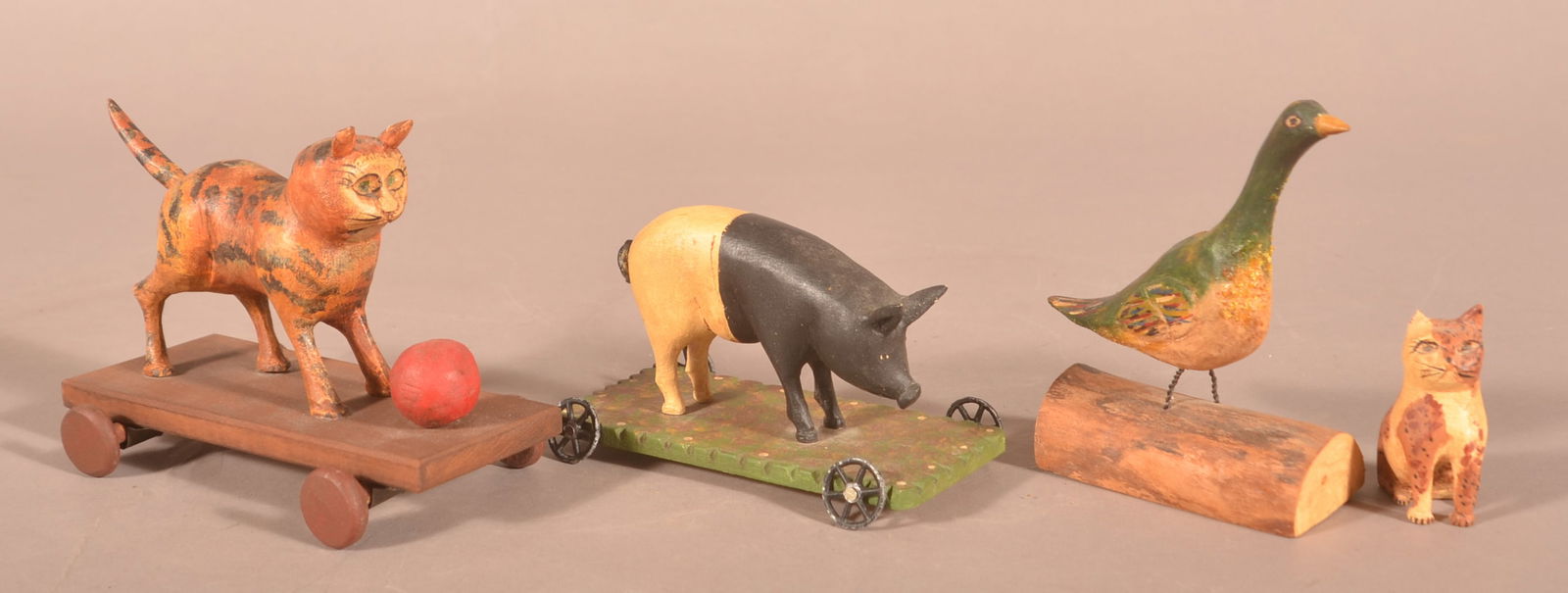 Four Various Gottshall Folk Art Carved Animals. (1 of 3)
