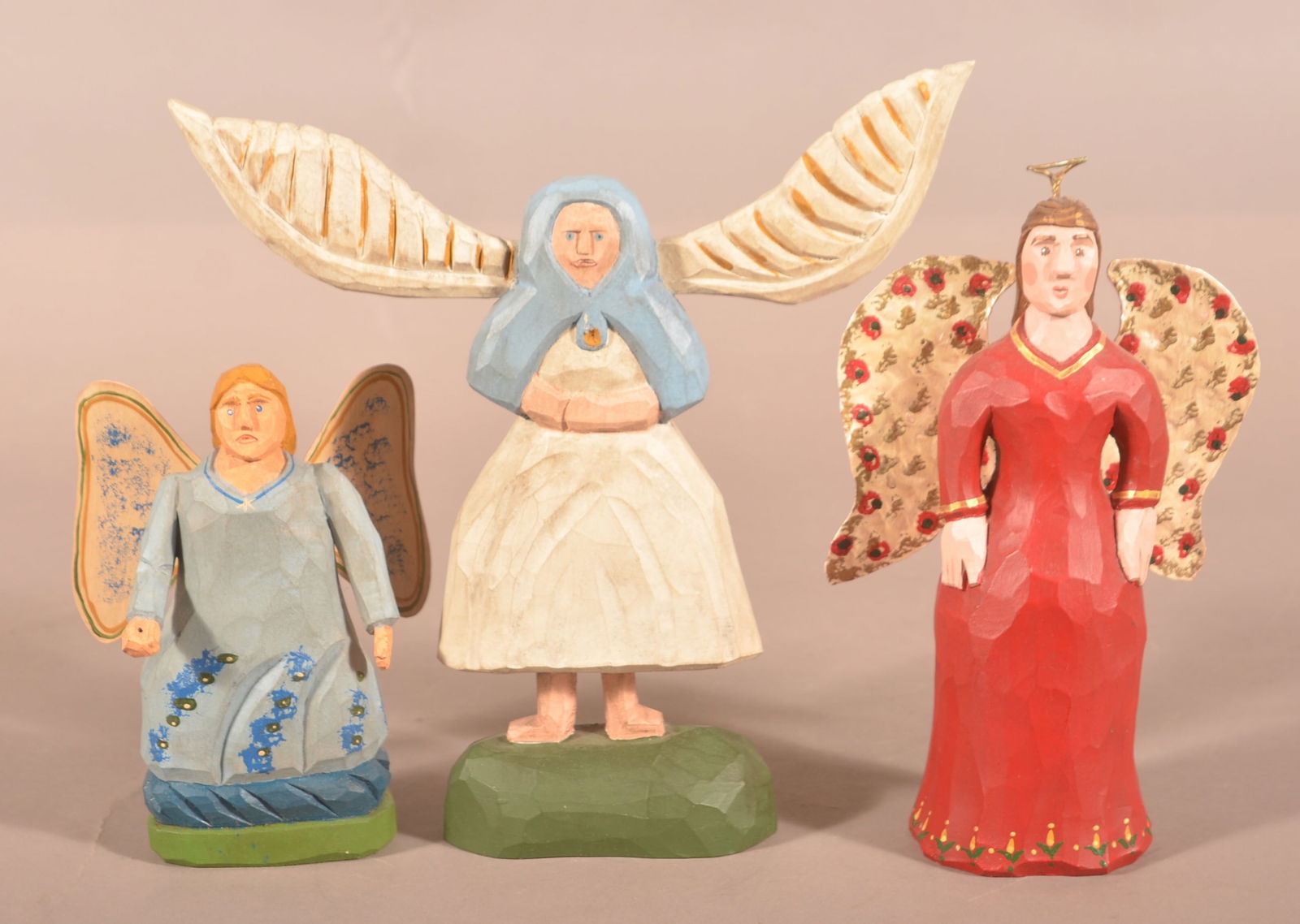 Three Jonathan Bastian Folk Art Angels. (1 of 2)