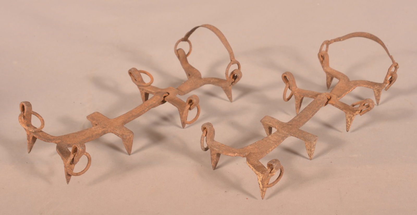 Rare Pair of Ice Cutter's Wrought Iron Shoes. (1 of 2)